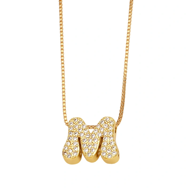 AS jewelry new arrival 26 English letters necklace gold-plated zircon inlaid hip-hop clavicle chain nkw61