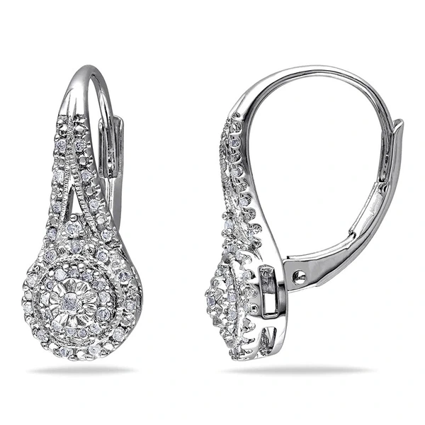 New Eight Hearts and Eight Arrows Round Full Diamond Zircon Earrings European and American Platinum-plated Earrings