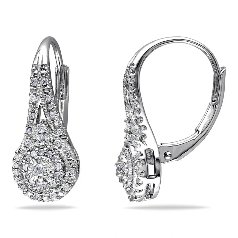 New Eight Hearts and Eight Arrows Round Full Diamond Zircon Earrings European and American Platinum-plated Earrings