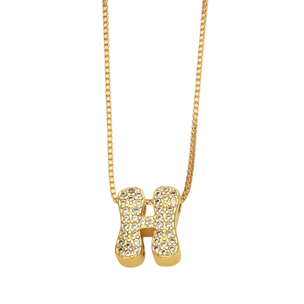 AS jewelry new arrival 26 English letters necklace gold-plated zircon inlaid hip-hop clavicle chain nkw61