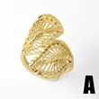 AS jewelry Europe and the United States hot selling hollow round bead ring female copper plated real gold inlaid zircon leaf ring rij59