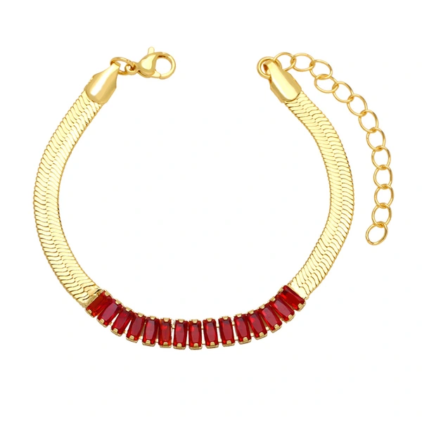 Blade chain bracelet fashionable simple flat snake bone chain European and American niche colored zircon bracelet female jewelry brh83