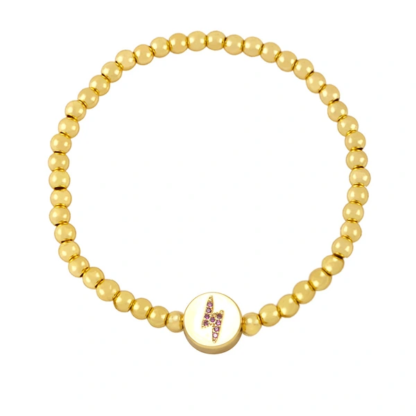 Clearance European and American creative diamond lightning bracelet women's simple gold-plated copper beaded elastic bracelet brh22