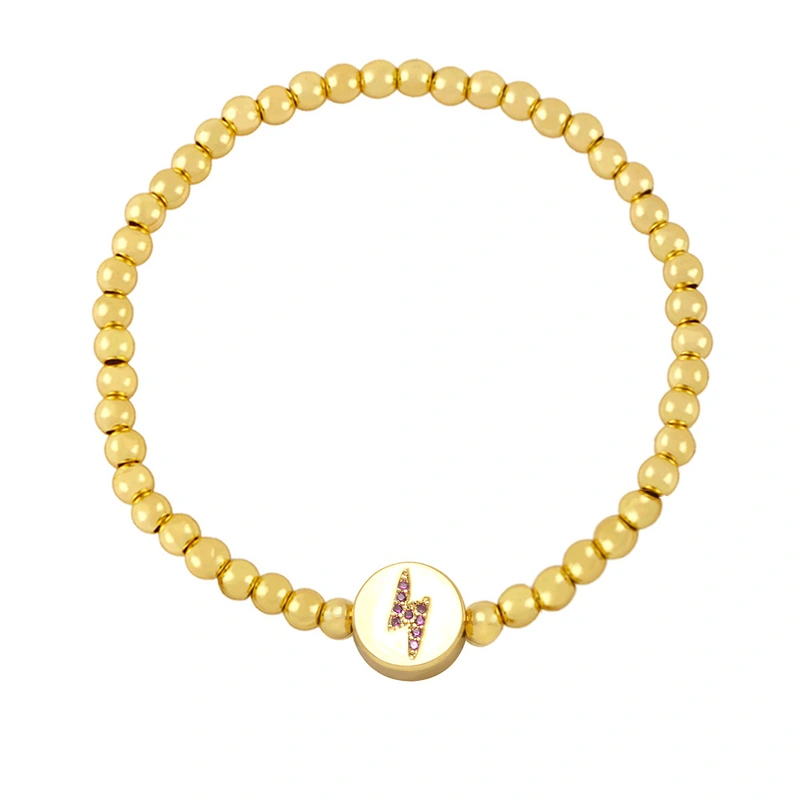 Clearance European and American creative diamond lightning bracelet women's simple gold-plated copper beaded elastic bracelet brh22