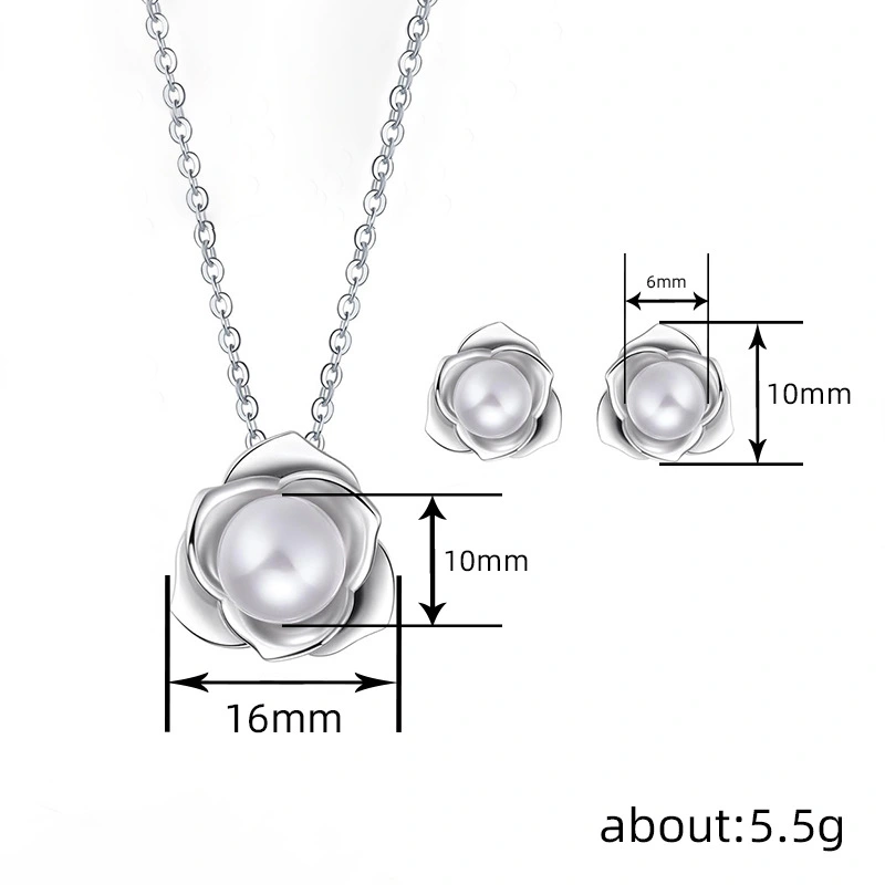 Exquisite lustrous pearl flower jewelry set, elegant and fresh, exquisite earrings, pastoral everyday necklace