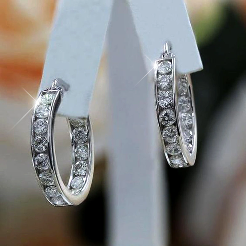 Summer zircon earrings for women, Korean style, personality circle earrings, couples, versatile earrings, internet celebrity earrings