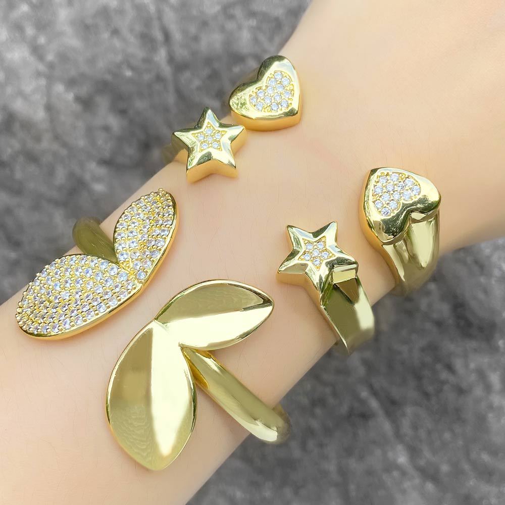 AS jewelry hot selling butterfly love bracelet copper plated real gold inlaid zircon star jewelry brg63