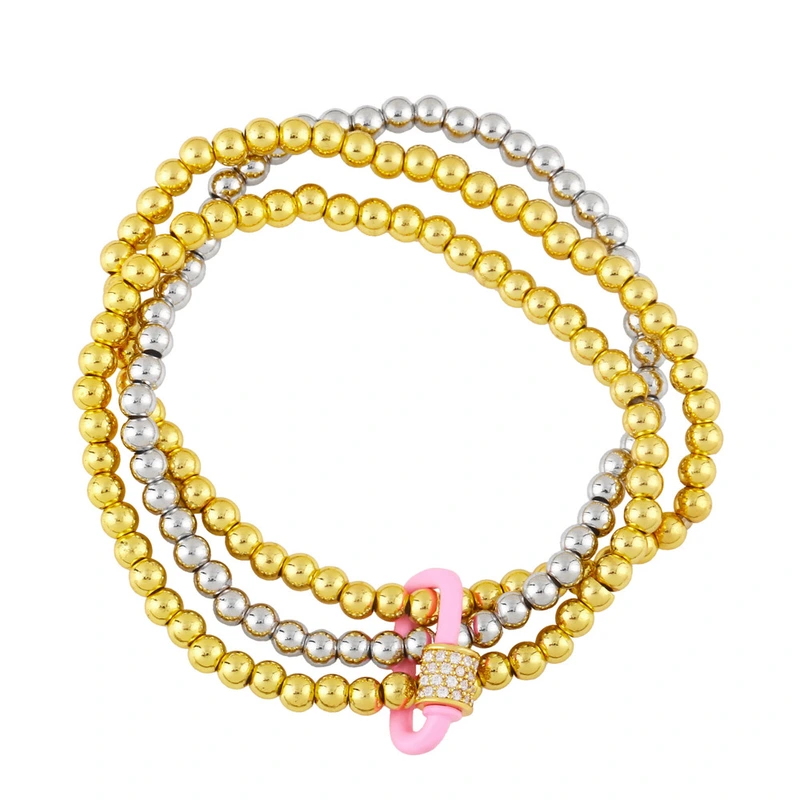 European and American jewelry creative personality fashion trend bracelet hip hop metal round bead multi-layer bracelet bre35