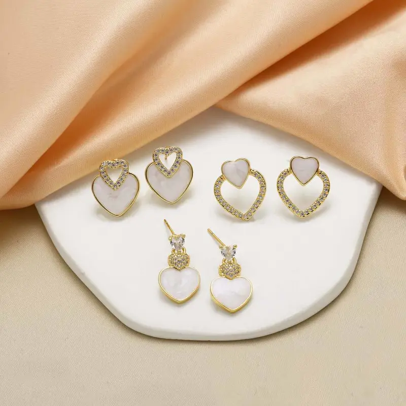 AS jewelry European and American new shell copper plated 18k gold love heart-shaped earrings earrings earrings female era246