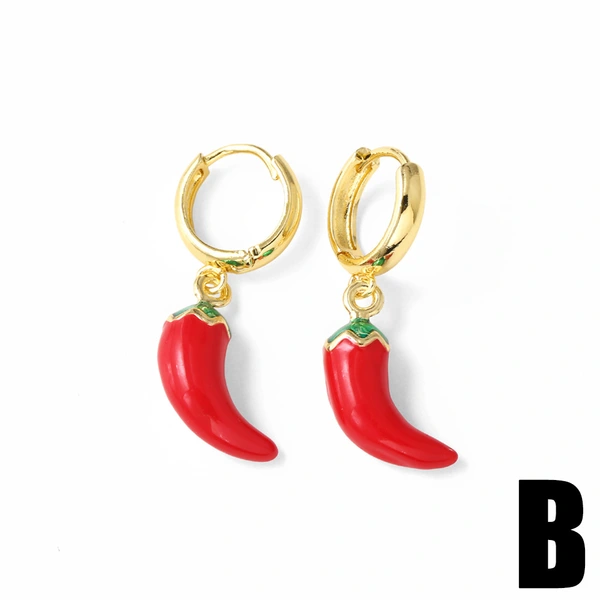AS jewelry European and American simple design copper plated real gold cherry fruit pepper pendant earrings earrings eru17