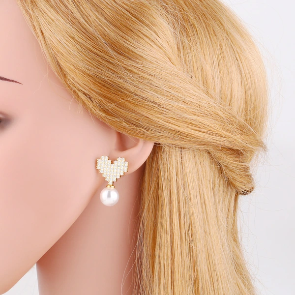 2024 new jewelry love pearl earrings versatile high-end gold-plated zircon earrings era164