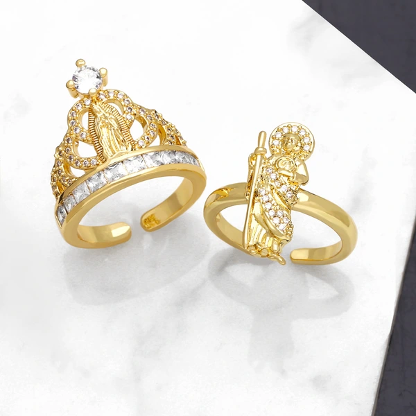 Hot selling European and American style personality niche design high-end crown Virgin Mary ring female rij01