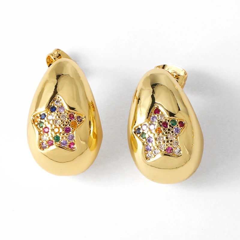 AS jewelry shopee love water drop earrings female gold-plated five-pointed star butterfly inlaid zircon earrings erw57