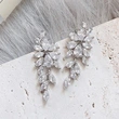 European and American luxury super flash earrings leaf temperament design earrings long wisteria flower exquisite earrings for women