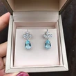 Live broadcast of new earrings light blue pear-shaped teardrop earrings noble and elegant ladies' colored gemstone earrings