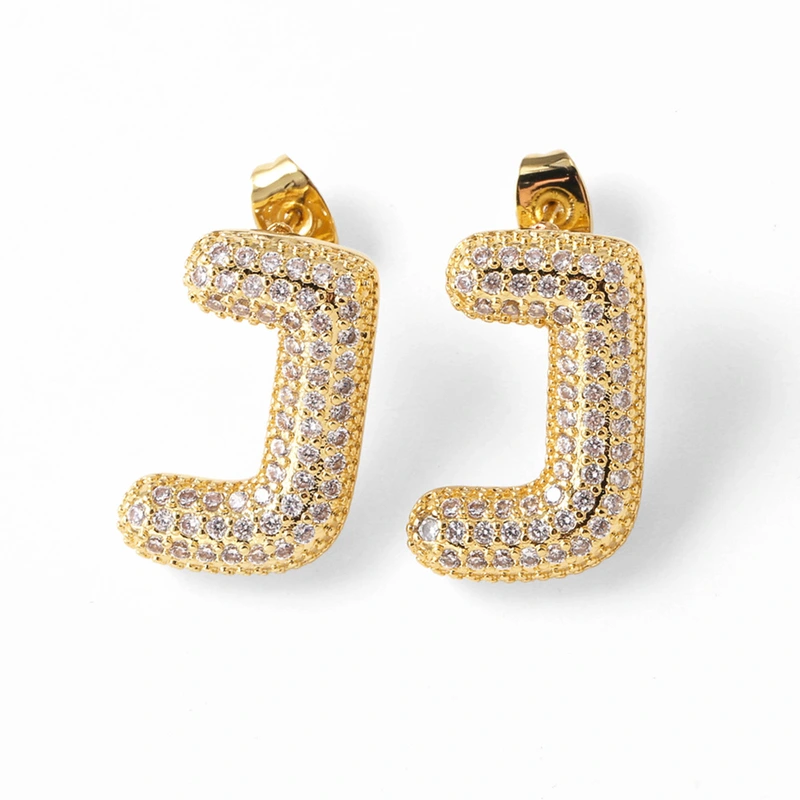AS jewelry hot selling 26 English letters earrings gold-plated full zircon earrings female era009