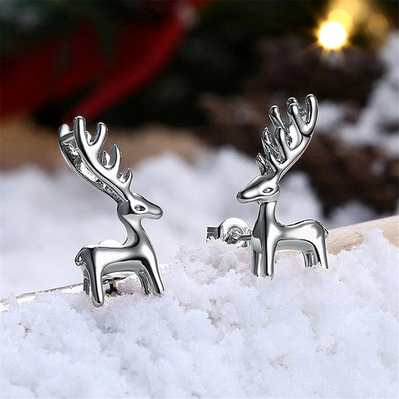 European and American popular Christmas earrings realistic deer elk big antler earrings design trendy popular