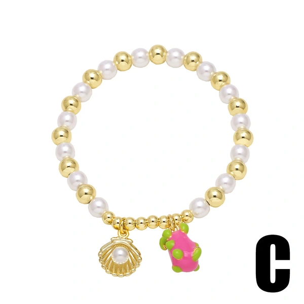 AS jewelry European and American new pearl fruit love strawberry bracelet gold-plated oil drop bracelet hand jewelry brm73