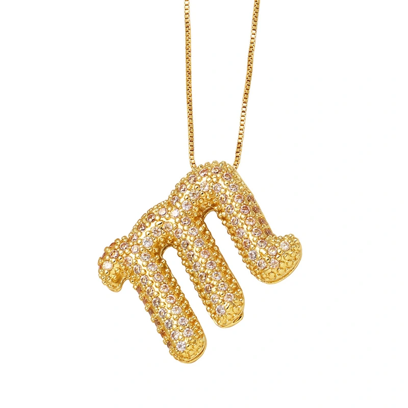 AS jewelry new hot selling writing full zirconium 26 English letters pendant necklace clavicle chain nkz14