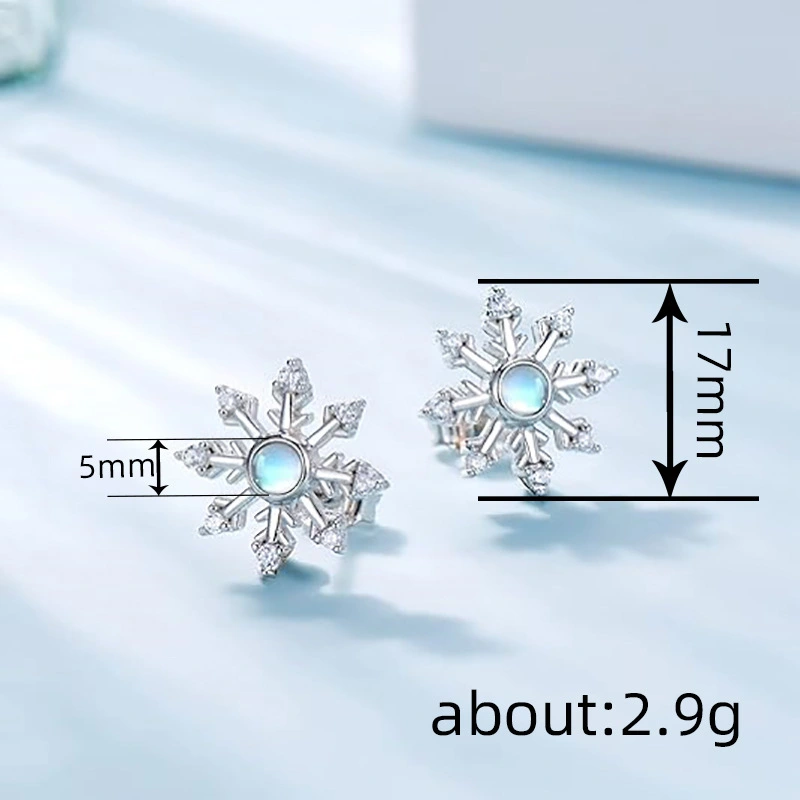  Fashion Christmas snowflake earrings for women, exquisite and small, festive matching earrings, popular New Year style