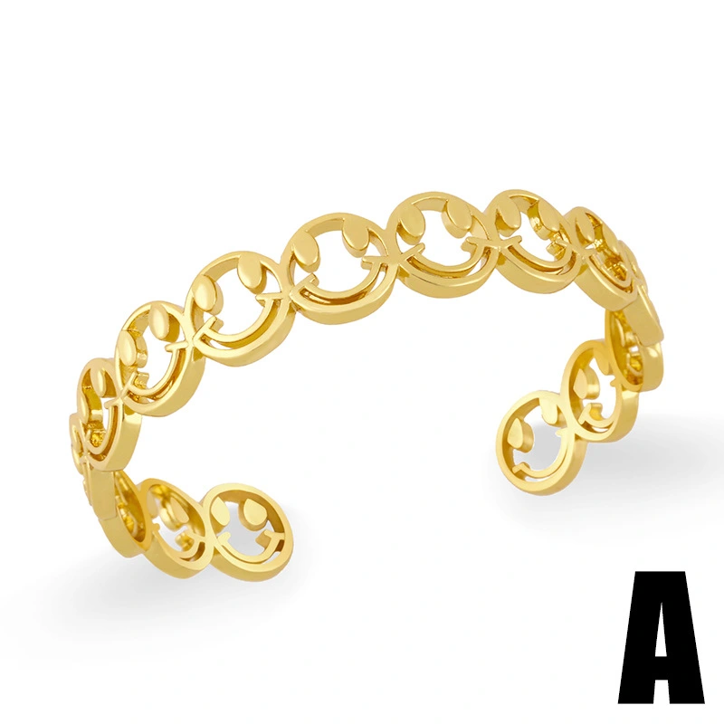 European and American fashion nail bracelet 18k plated zircon bracelet light luxury snake-shaped smiley face expression heavy bracelet brd47