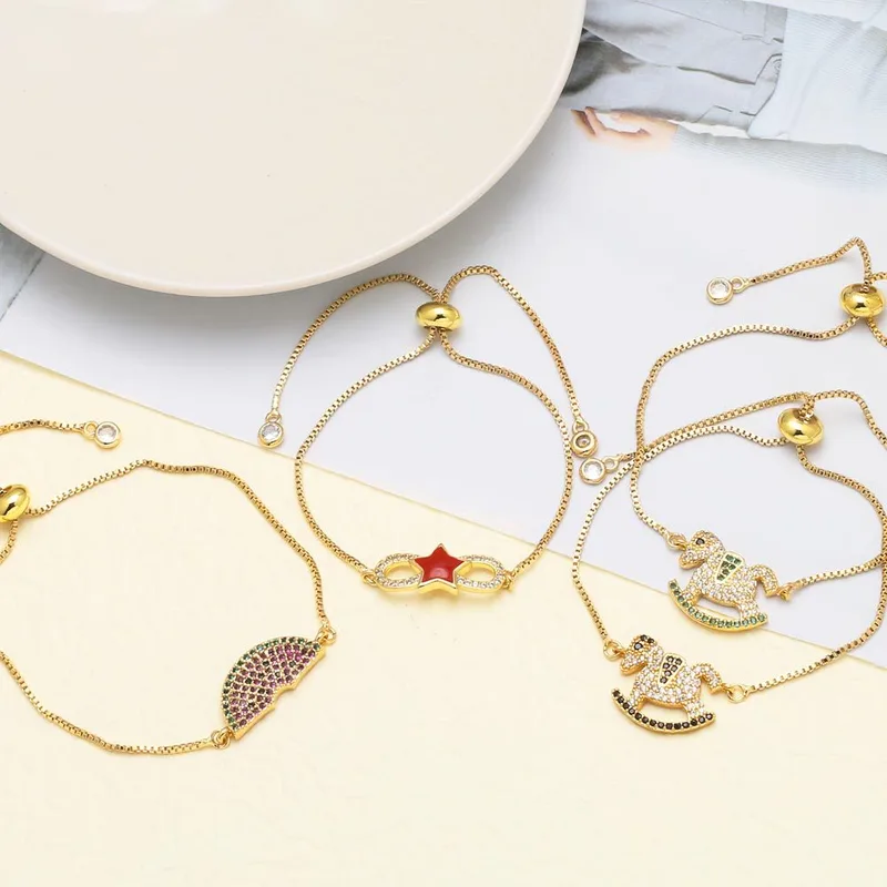 AS jewelry hot selling Trojan horse pendant bracelet micro inlaid colored zircon watermelon bracelet hand jewelry brc25