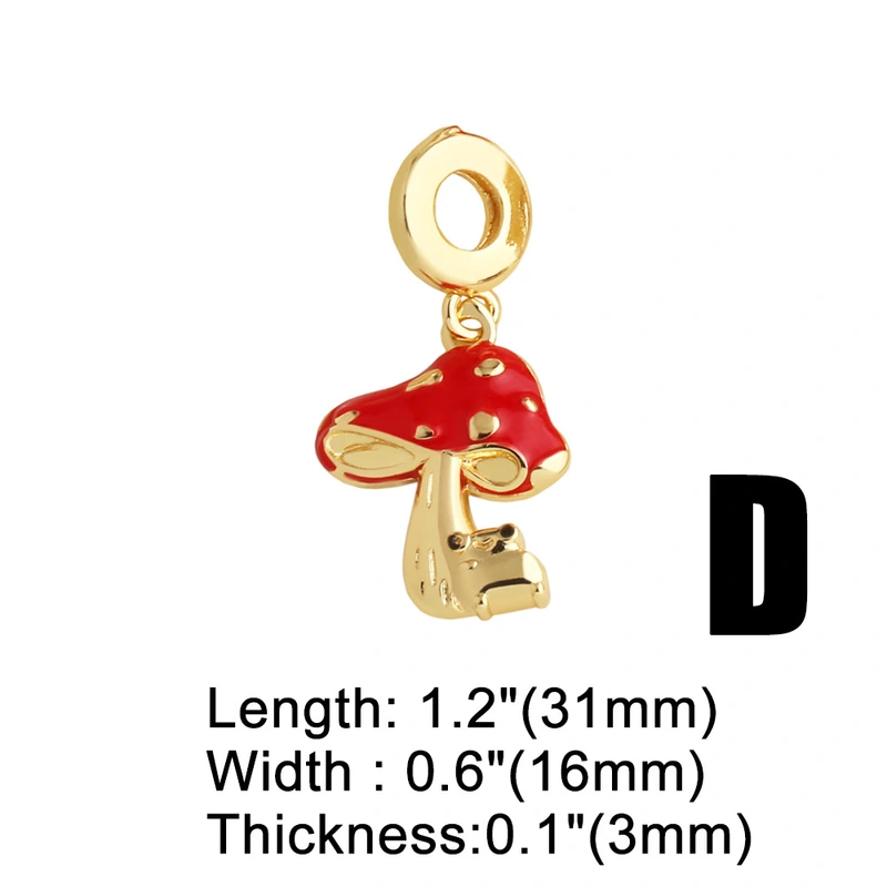 AS jewelry hot selling copper plated real gold diy lips mushroom rose oil drop pendant bracelet brn27