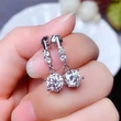 Live broadcast hot-selling fashion OL imitation moissanite zircon earrings exquisite copper-plated white gold earrings