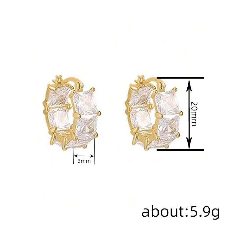 Daily commuting light luxury style earrings for women four claw inlaid zircon jewelry high-end dress accessories jewelry