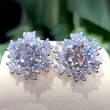 Sweet and cool style flower women's earrings exquisite full diamond zircon flower earrings European and American earrings
