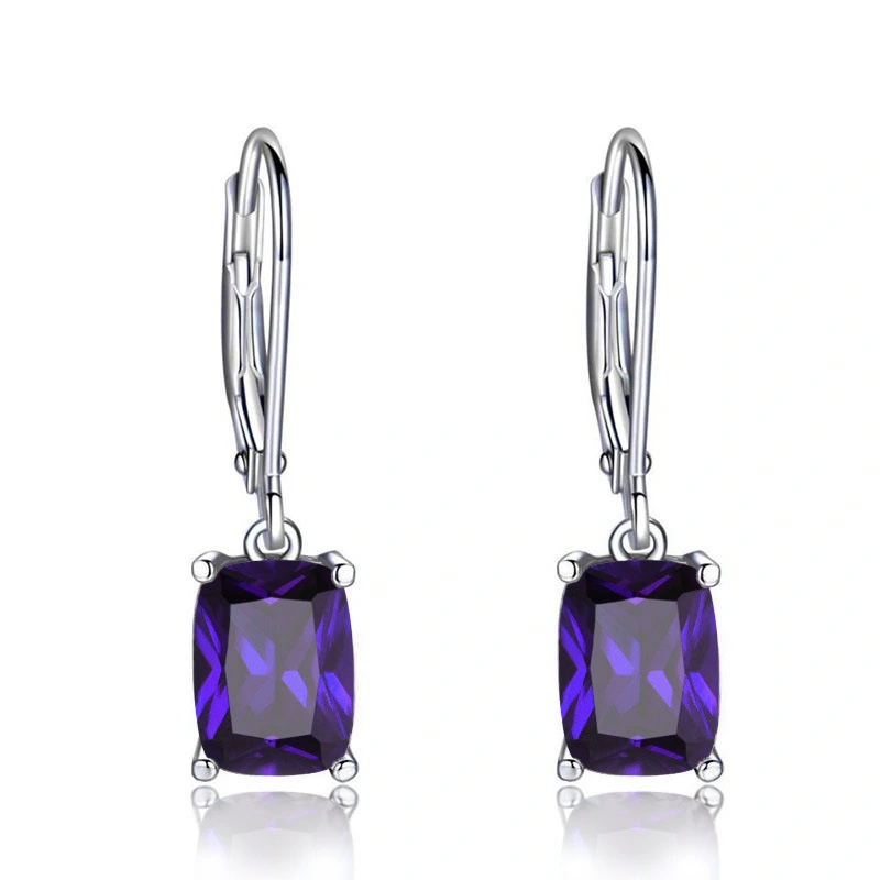 New blue imitation topaz drop earrings for women simple zircon earrings European and American jewelry wholesale