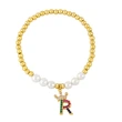 26 English letters bracelet female European and American copper beads pearl elastic bracelet fashion crown letter bracelet brf80