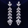 Long, elegant and slim earrings with flowers and leaves, full of zircon earrings, elegant European and American style earrings