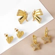 New hot selling butterfly earrings for women gold-plated and inlaid with zircon five-pointed star love earrings ert76