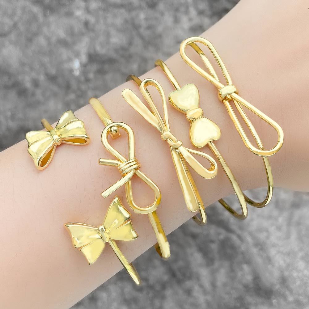 AS jewelry European and American new bow bracelet smooth copper plated 18k gold jewelry accessories bracelet brj64