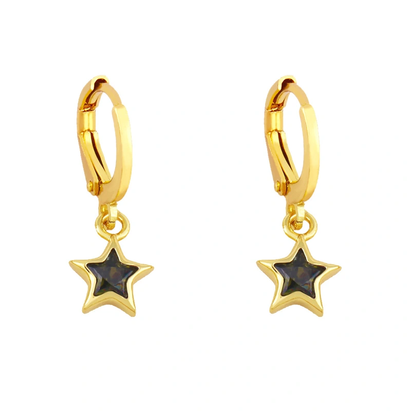 Clearance five-pointed star earrings temperament inlaid zircon simple earrings European and American trend personality star earrings ery71