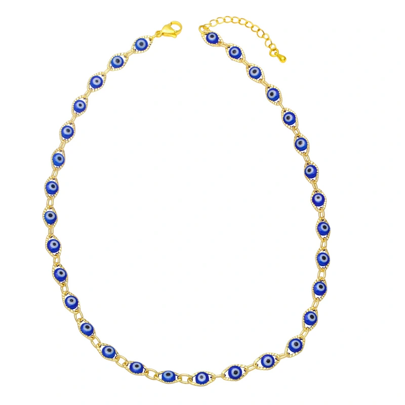 Hot selling rainbow sweet cool devil eye necklace hip hop niche design clavicle chain nkb078