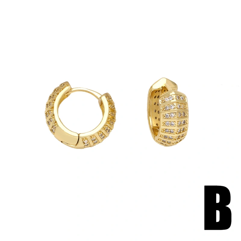 Clearance hot sale hollow earrings women light luxury round inlaid zircon gold-plated earrings earrings eru38