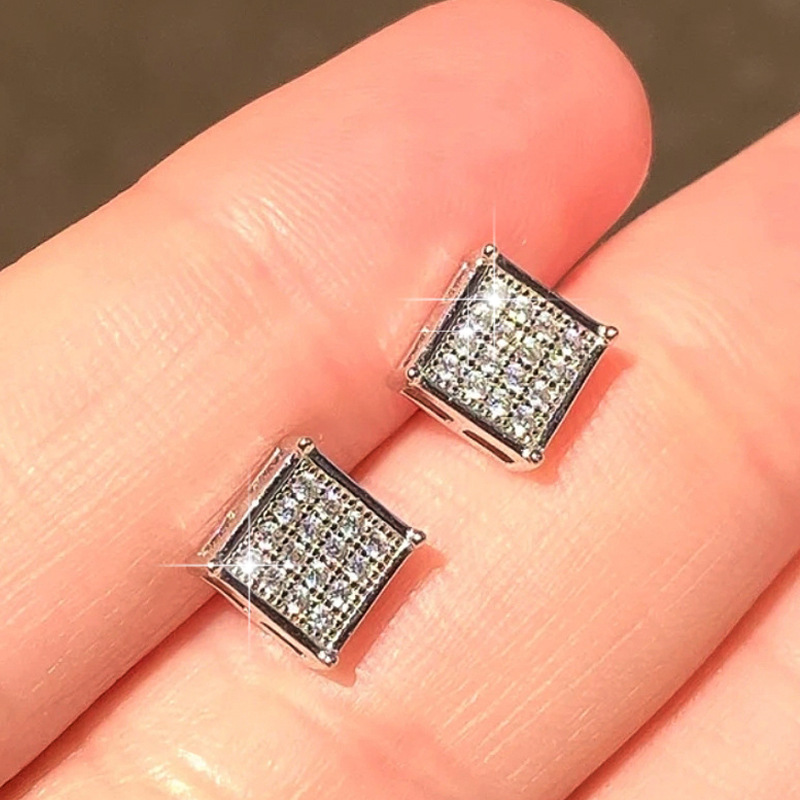  Versatile and simple square earrings with geometric minimalist design, popular for everyday wear, factory direct sales