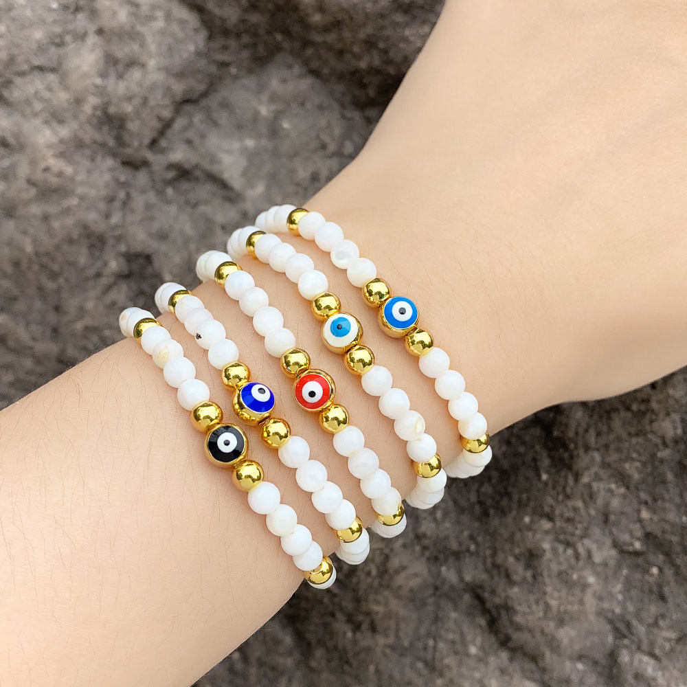 Clearance European and American crystal beads devil eye bracelet dripping oil evil eye bracelet hand jewelry brj56