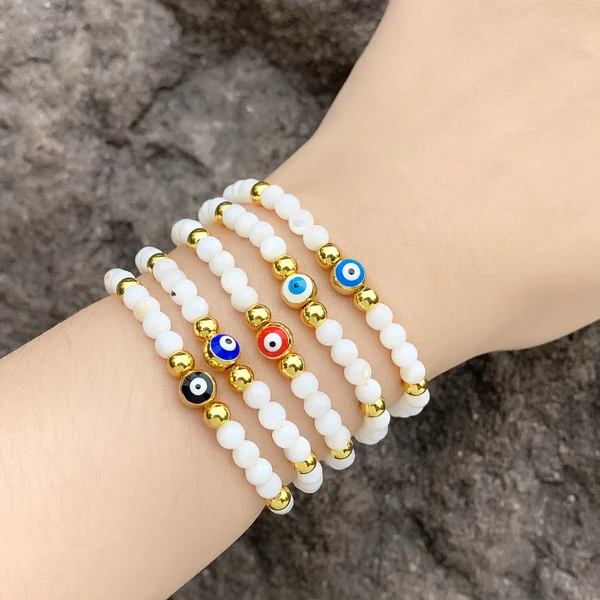 Clearance European and American crystal beads devil eye bracelet dripping oil evil eye bracelet hand jewelry brj56