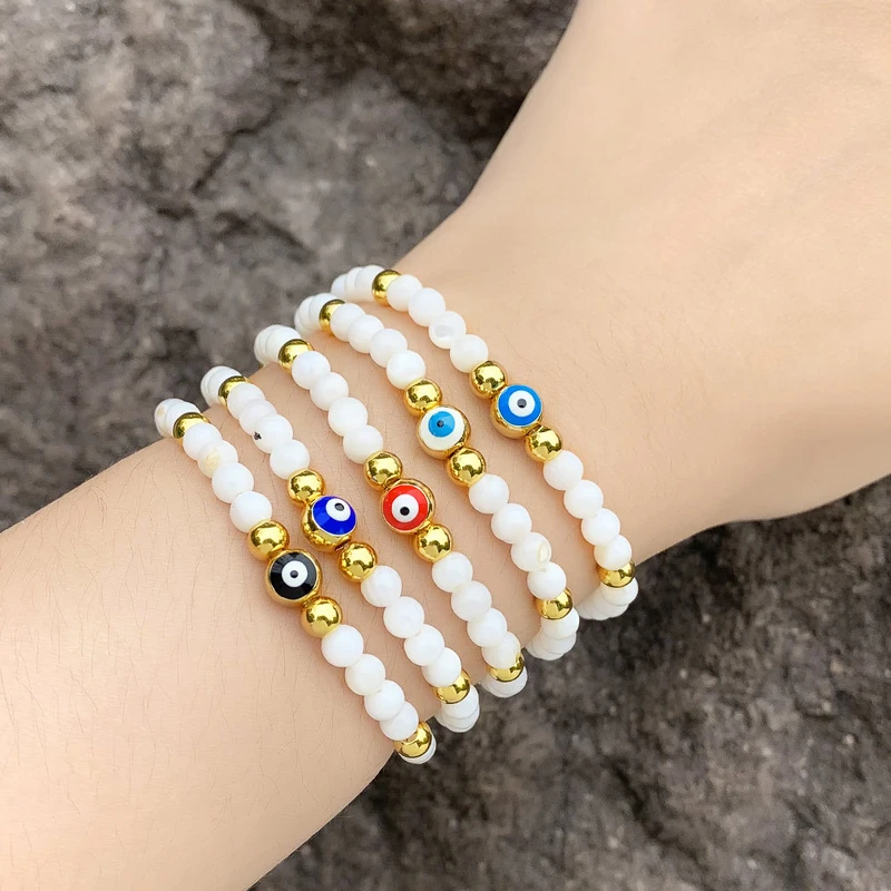 Clearance European and American crystal beads devil eye bracelet dripping oil evil eye bracelet hand jewelry brj56