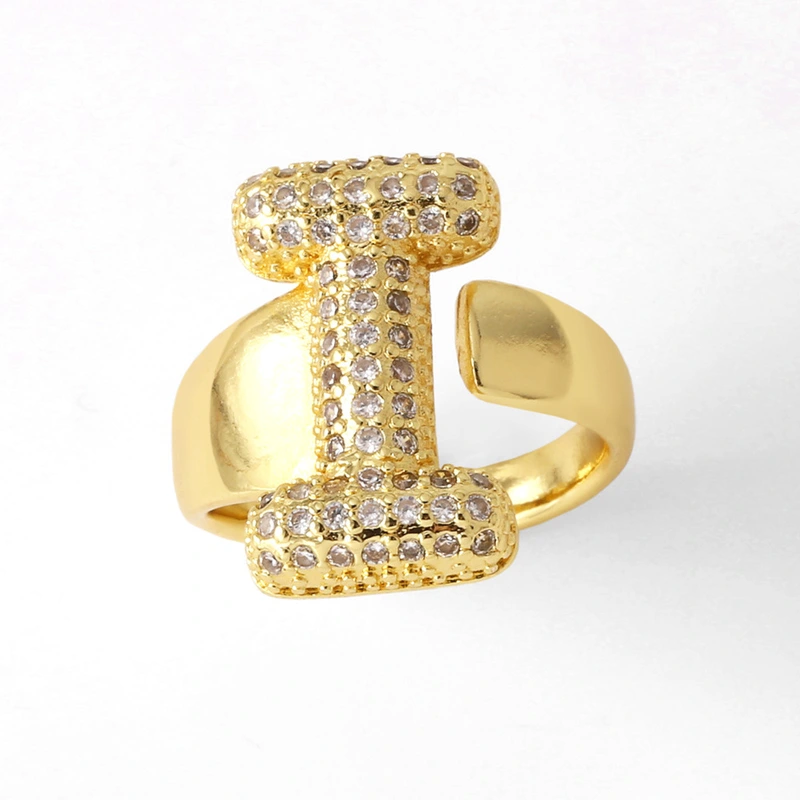 AS jewelry 26 English letters ring female gold-plated full zircon open ring rih31