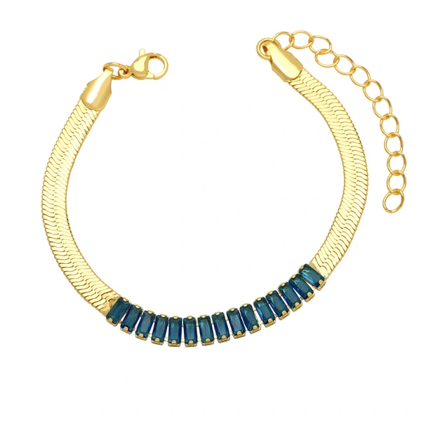 Blade chain bracelet fashionable simple flat snake bone chain European and American niche colored zircon bracelet female jewelry brh83