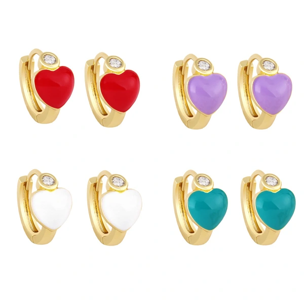 Clearance European and American love oil drop diamond earrings heart-shaped oil drop multi-color peach heart earrings female ery78