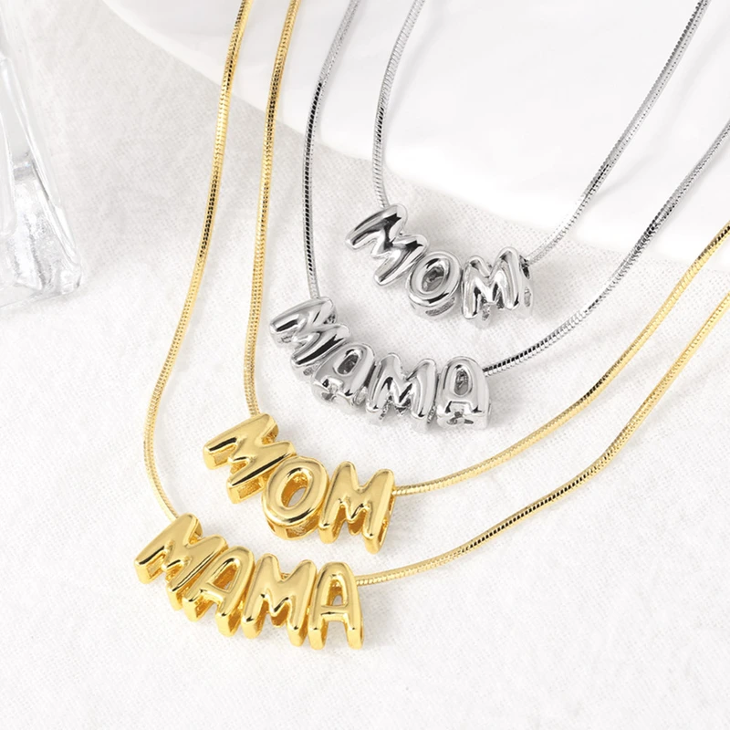 AS jewelry Europe and the United States hot selling Mother's Day English letter mom pendant necklace clavicle chain female nkb604