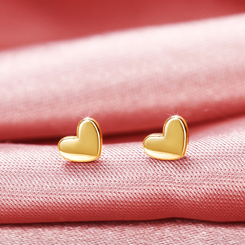  Korean minimalist style earrings sweet small mini glossy heart-shaped earrings for girls girly student earrings