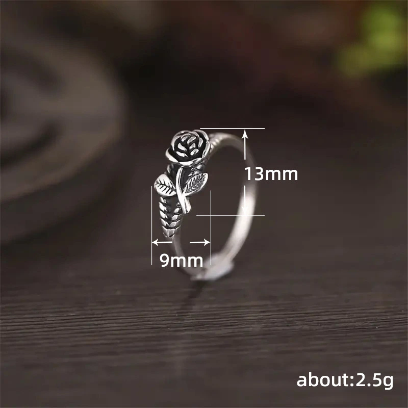 Retro style old flower ring three-dimensional rose classical thin circle ring temperament charming index finger ring