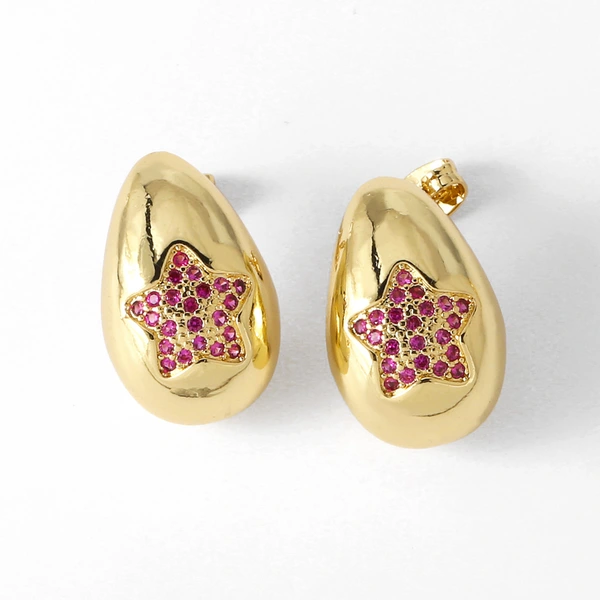 AS jewelry shopee love water drop earrings female gold-plated five-pointed star butterfly inlaid zircon earrings erw57