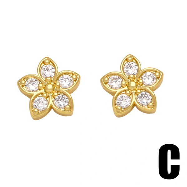 Hot selling style temperament star flower pineapple earrings simple small zircon earrings wholesale ert32
